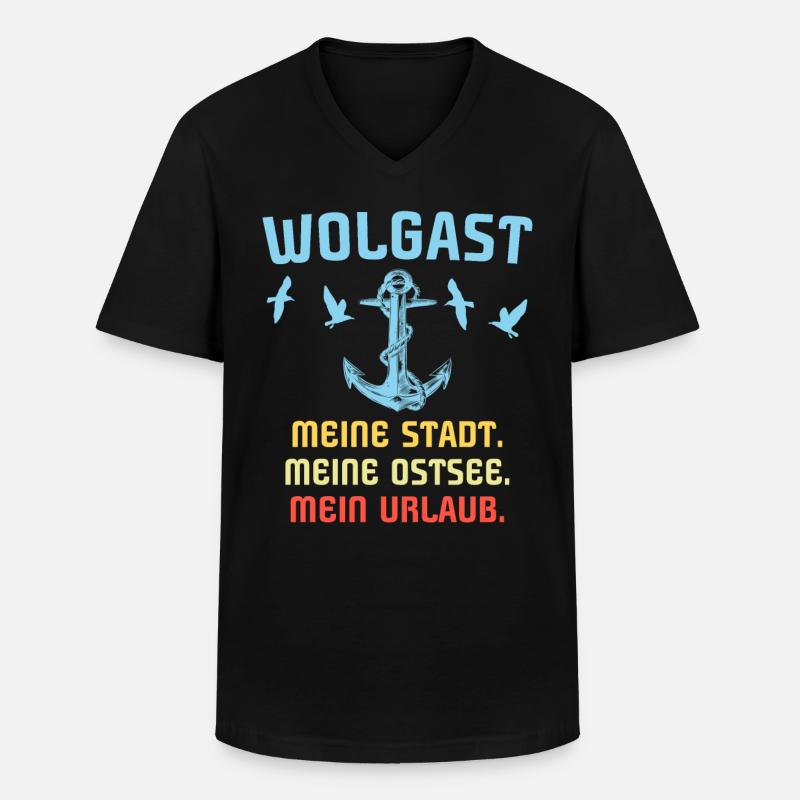 Wolgast Sprüche - Männer-T-Shirt mit V-Ausschnitt - Schwarz