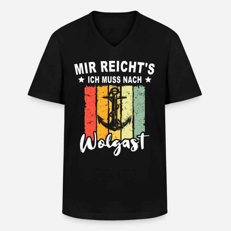 Wolgast Sprüche - Männer-T-Shirt mit V-Ausschnitt - Schwarz