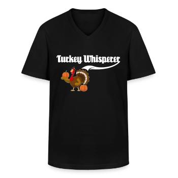 Dinde Thanksgiving - T-shirt col V Homme - noir - Devant - AI Model Male 178 dark (178cm)
