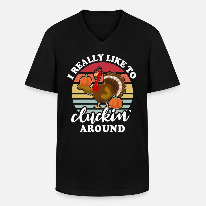 Truthahn Erntedankfest - Männer-T-Shirt mit V-Ausschnitt - Schwarz