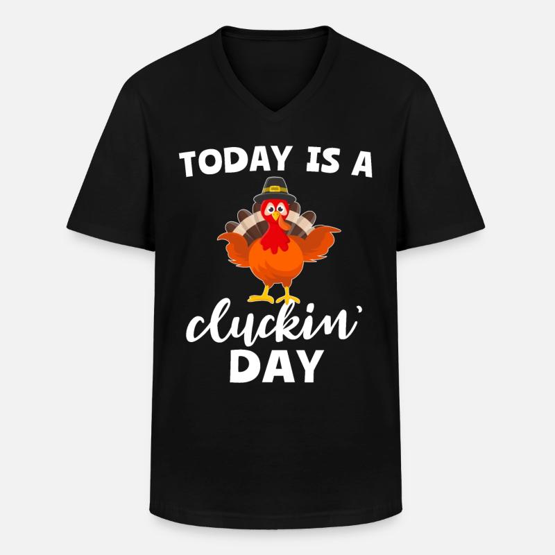 Truthahn Erntedankfest - Männer-T-Shirt mit V-Ausschnitt - Schwarz