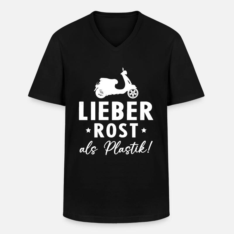 Lieber Rost als Plastic - Männer-T-Shirt mit V-Ausschnitt - Schwarz