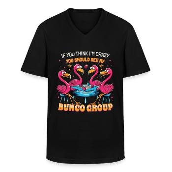 If you think I'm crazy flamingo - Men's V-Neck T-Shirt - black - Front - AI Model Male 178 dark (178cm)