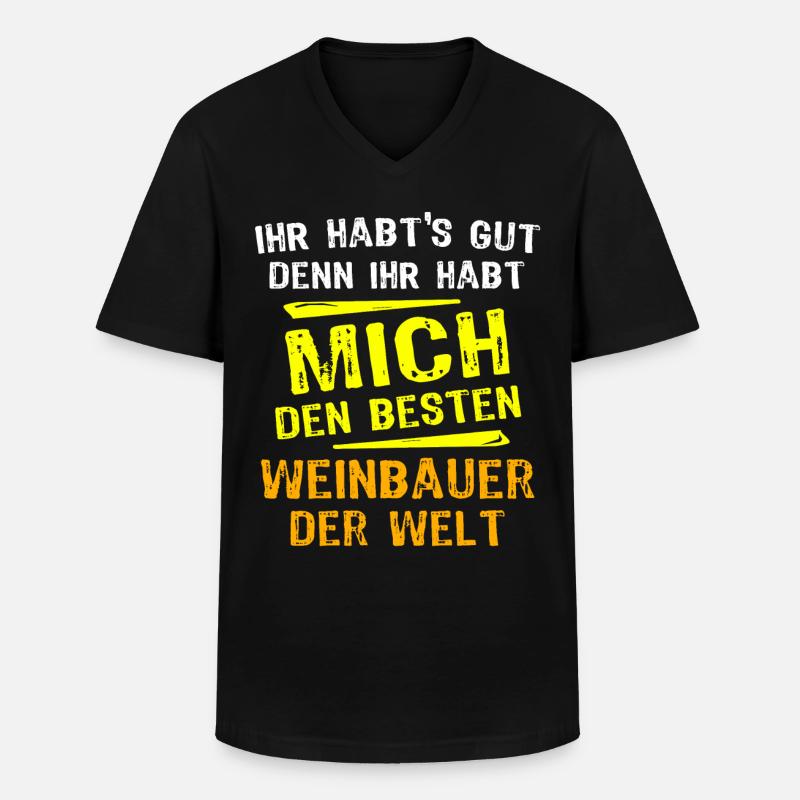 Weinbauer Geschenk - Männer-T-Shirt mit V-Ausschnitt - Schwarz
