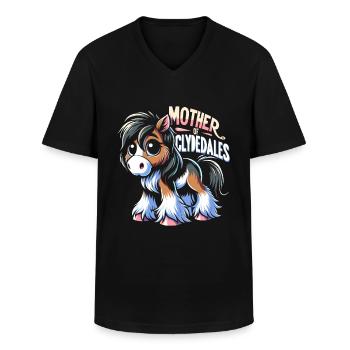 Draught Horse Lovers Giant Horse Breed Clydesdale - Men's V-Neck T-Shirt - black - Front - AI Model Male 178 dark (178cm)