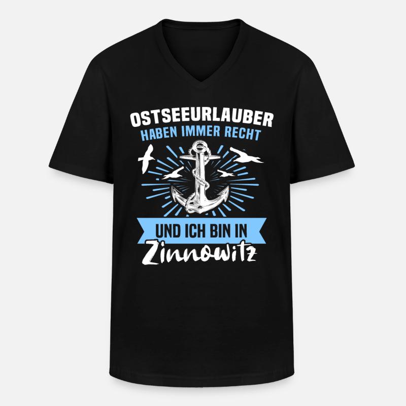 Zinnowitz Ferien - Männer-T-Shirt mit V-Ausschnitt - Schwarz