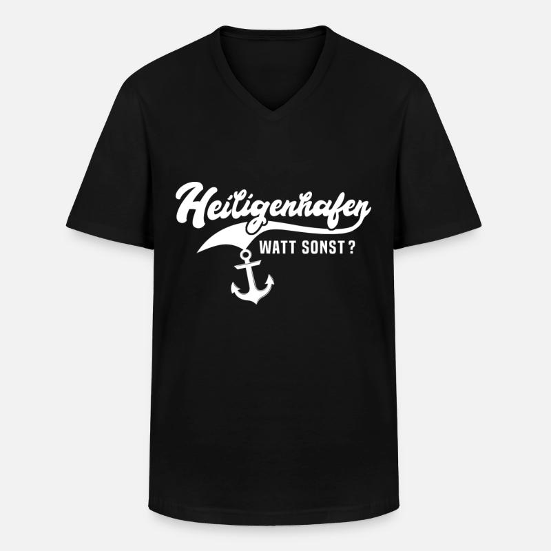 Heiligenhafen Sprüche - Männer-T-Shirt mit V-Ausschnitt - Schwarz
