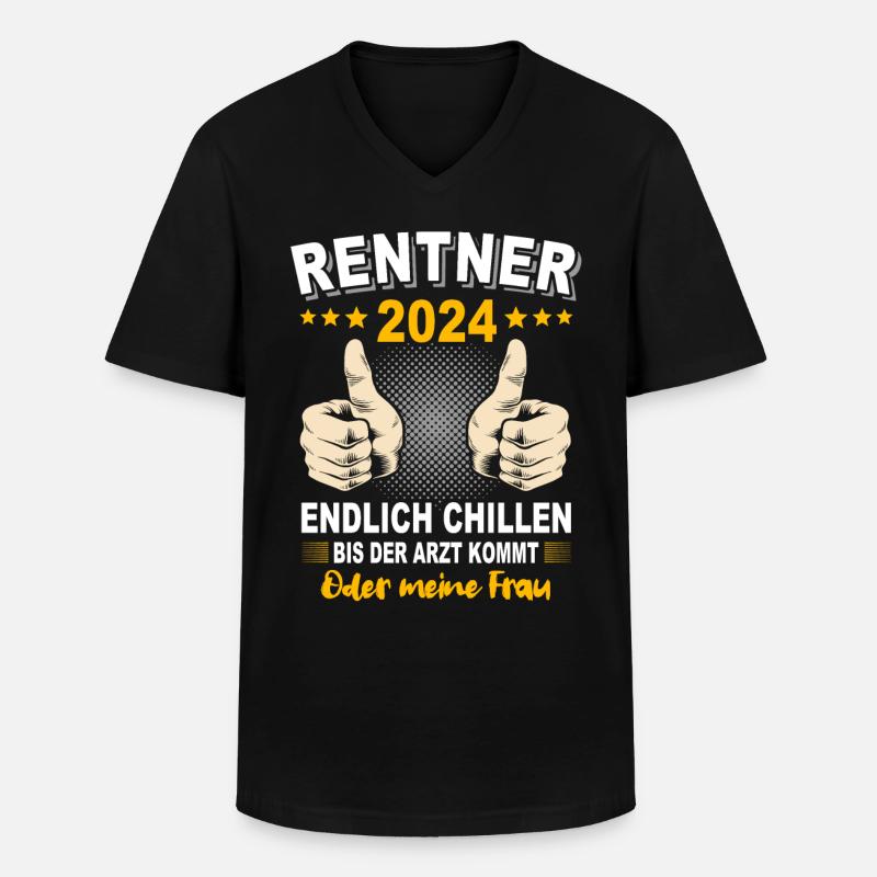 Rentner 2024 - Männer-T-Shirt mit V-Ausschnitt - Schwarz