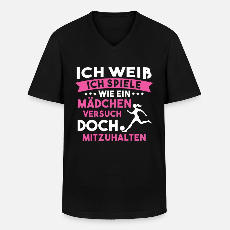 Fußball Sport Mädchen Geschenk - Männer-T-Shirt mit V-Ausschnitt - Schwarz
