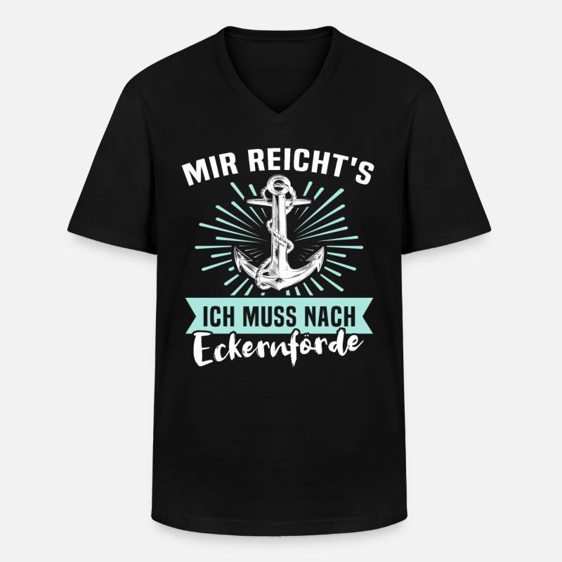 Eckernförde Eckernförder - Männer-T-Shirt mit V-Ausschnitt - Schwarz