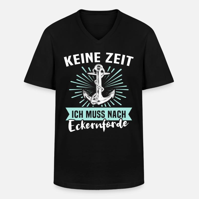 Eckernförde Eckernförder - Männer-T-Shirt mit V-Ausschnitt - Schwarz
