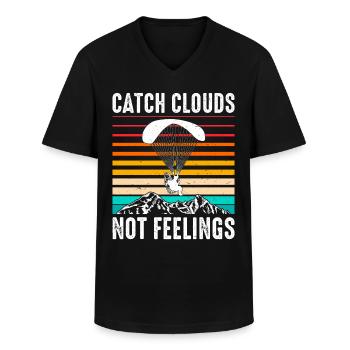 Paramotoriste Paramotoring Show Festival Powered - T-shirt col V Homme - noir - Devant - AI Model Male 178 dark (178cm)