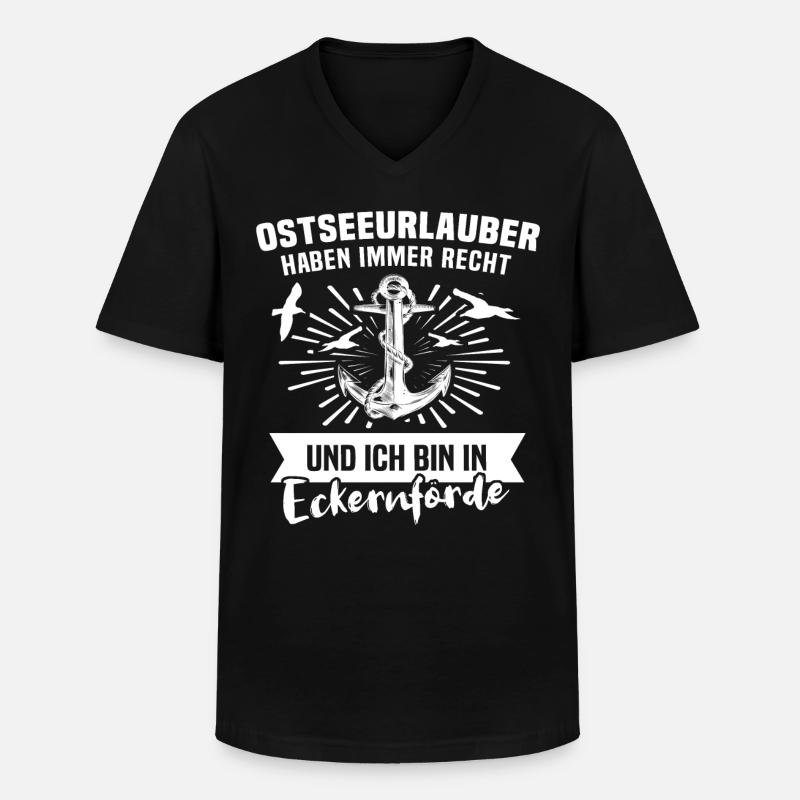 Eckernförde - Männer-T-Shirt mit V-Ausschnitt - Schwarz