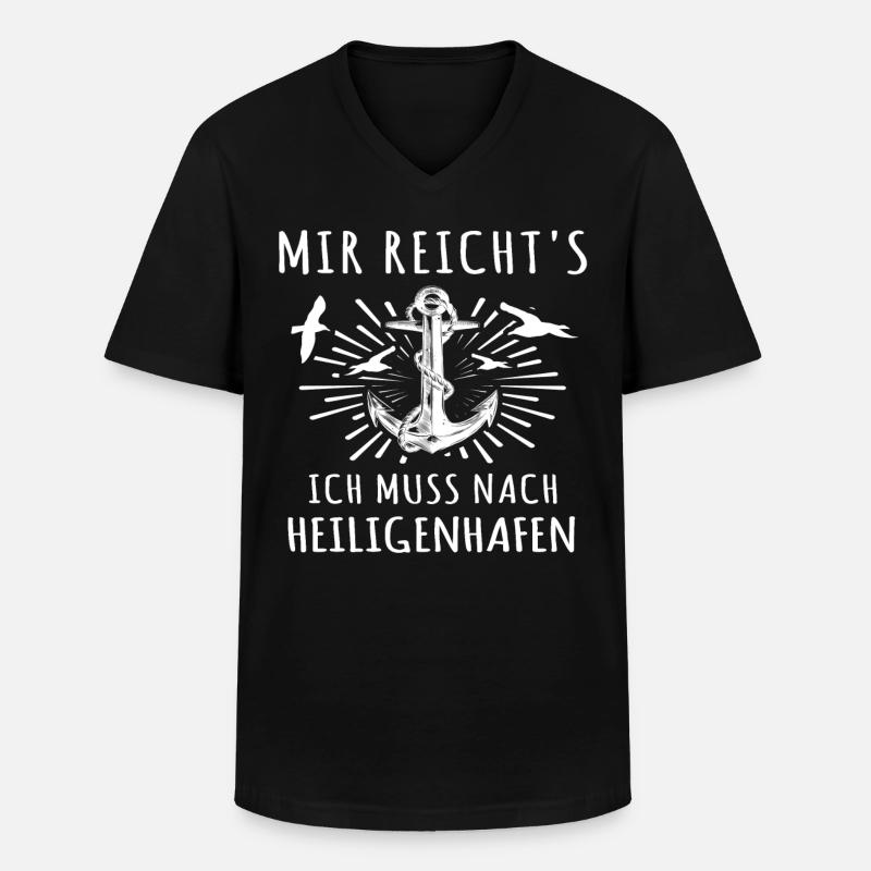 Heiligenhafen - Männer-T-Shirt mit V-Ausschnitt - Schwarz