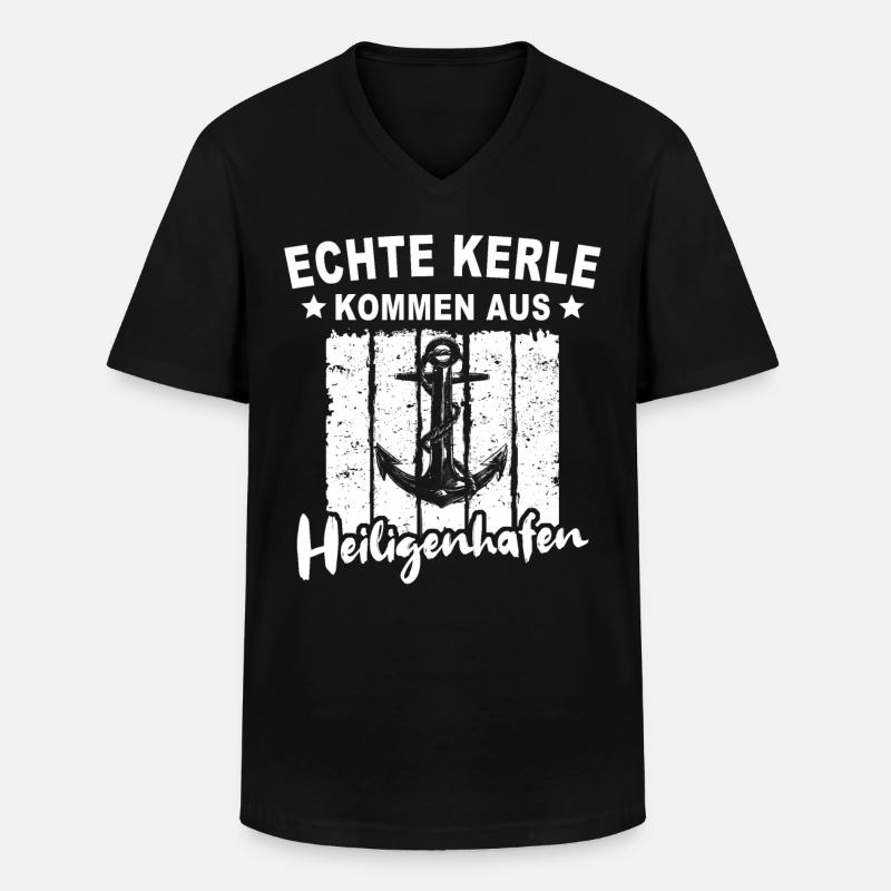 Heiligenhafen - Männer-T-Shirt mit V-Ausschnitt - Schwarz