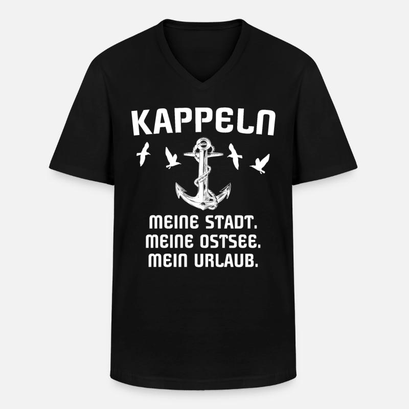 Kappeln - Männer-T-Shirt mit V-Ausschnitt - Schwarz