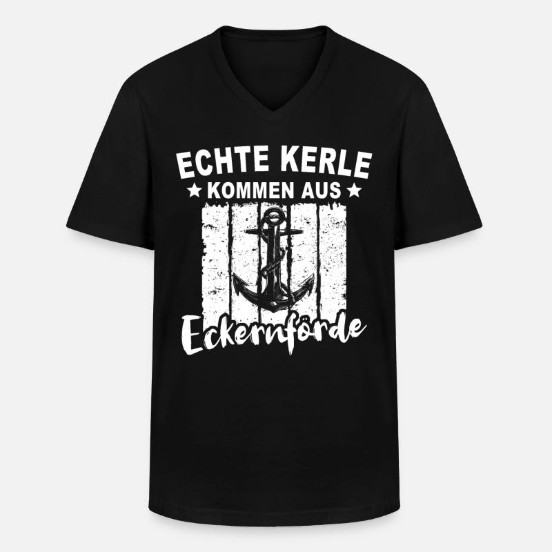 Eckernförde - Männer-T-Shirt mit V-Ausschnitt - Schwarz