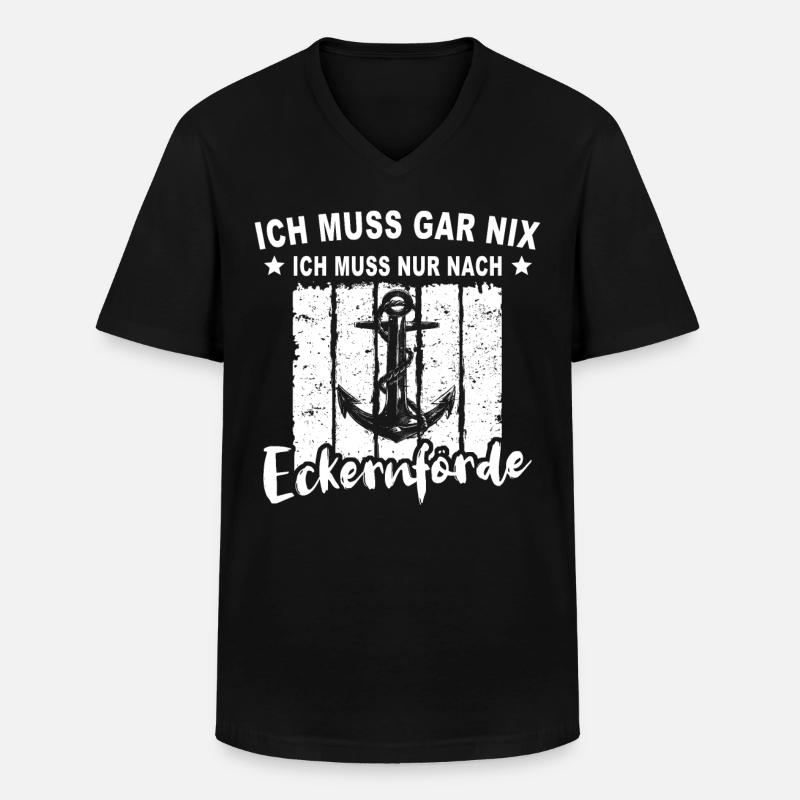Eckernförde Eckernförder - Männer-T-Shirt mit V-Ausschnitt - Schwarz