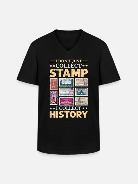 Stamp Collecting Stamps - Men's V-Neck T-Shirt - black