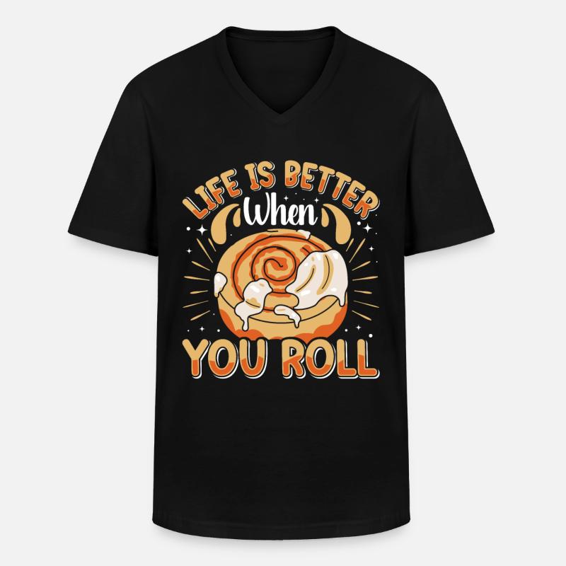 Cinnamon Roll Baker - Men's V-Neck T-Shirt - black