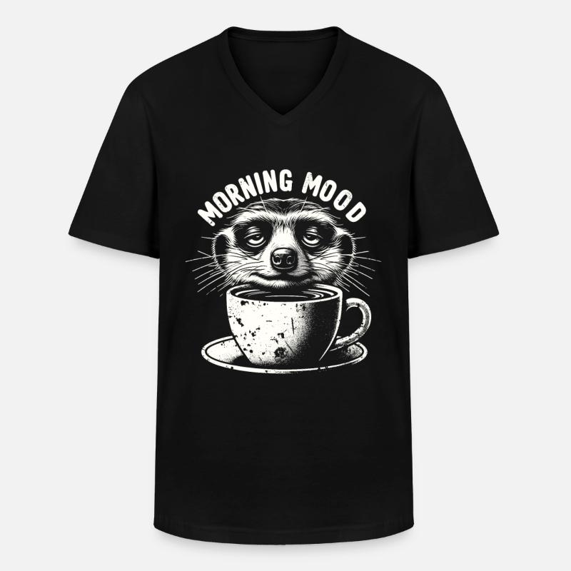 Erdmännchen Kaffee - Männer-T-Shirt mit V-Ausschnitt - Schwarz