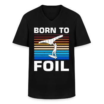Wingsurfing Foil Wing Wing Boarding Wing Foiling - T-shirt col V Homme - noir - Devant - AI Model Male 178 dark (178cm)