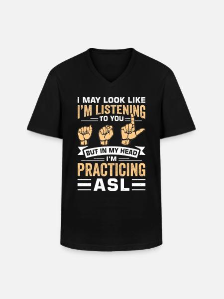 Deaf-mute sign language - Men's V-Neck T-Shirt - black