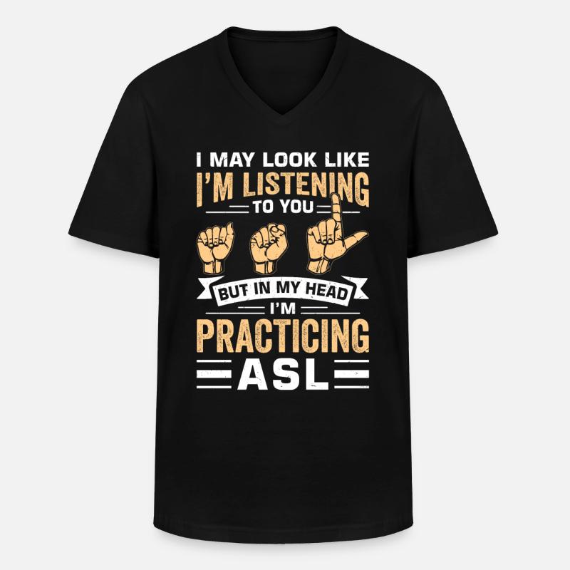 Taubstumm Gebärdensprache - Männer-T-Shirt mit V-Ausschnitt - Schwarz
