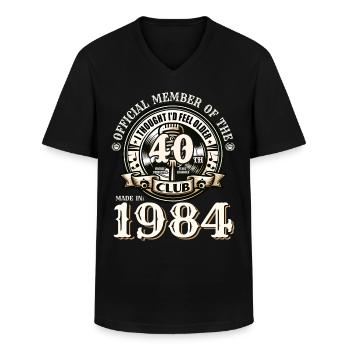Année 1984 40e anniversaire Original 1984 - T-shirt col V Homme - noir - Devant - AI Model Male 178 dark (178cm)