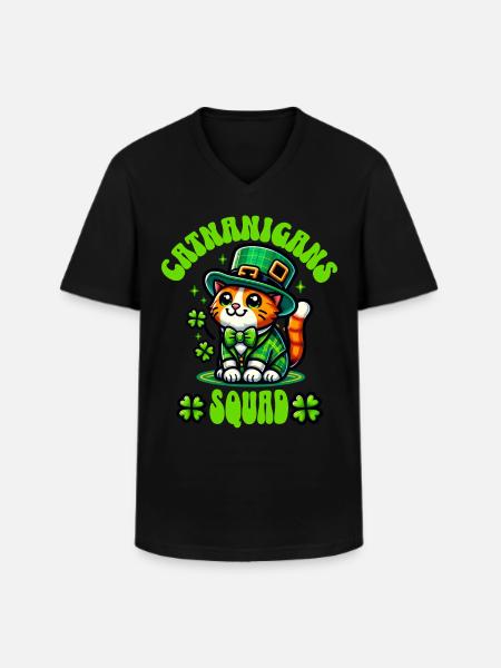 Cat St. Patrick's Day - Men's V-Neck T-Shirt - black