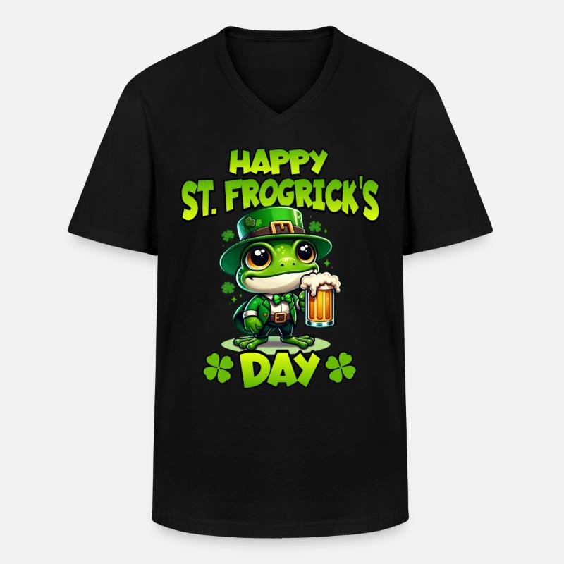 Frosch Patricks Day - Männer-T-Shirt mit V-Ausschnitt - Schwarz