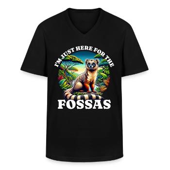 Fossa Madagascar Fossas - T-shirt col V Homme - noir - Devant - AI Model Male 178 dark (178cm)