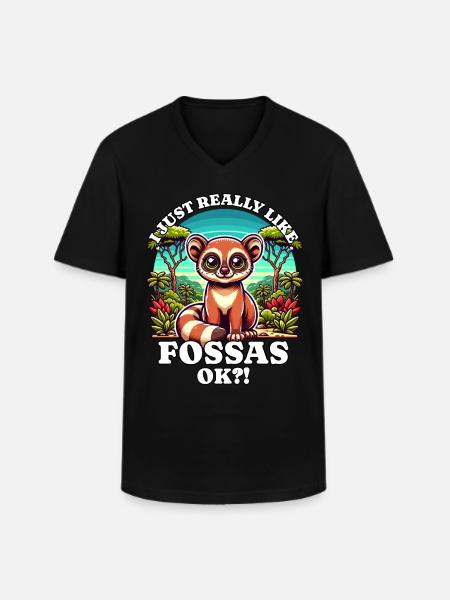 J’aime Fossas - T-shirt col V Homme - noir