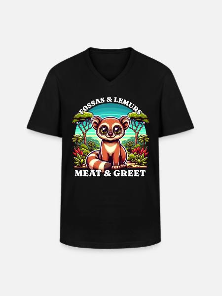 Lemuren Fossas - Männer-T-Shirt mit V-Ausschnitt - Schwarz