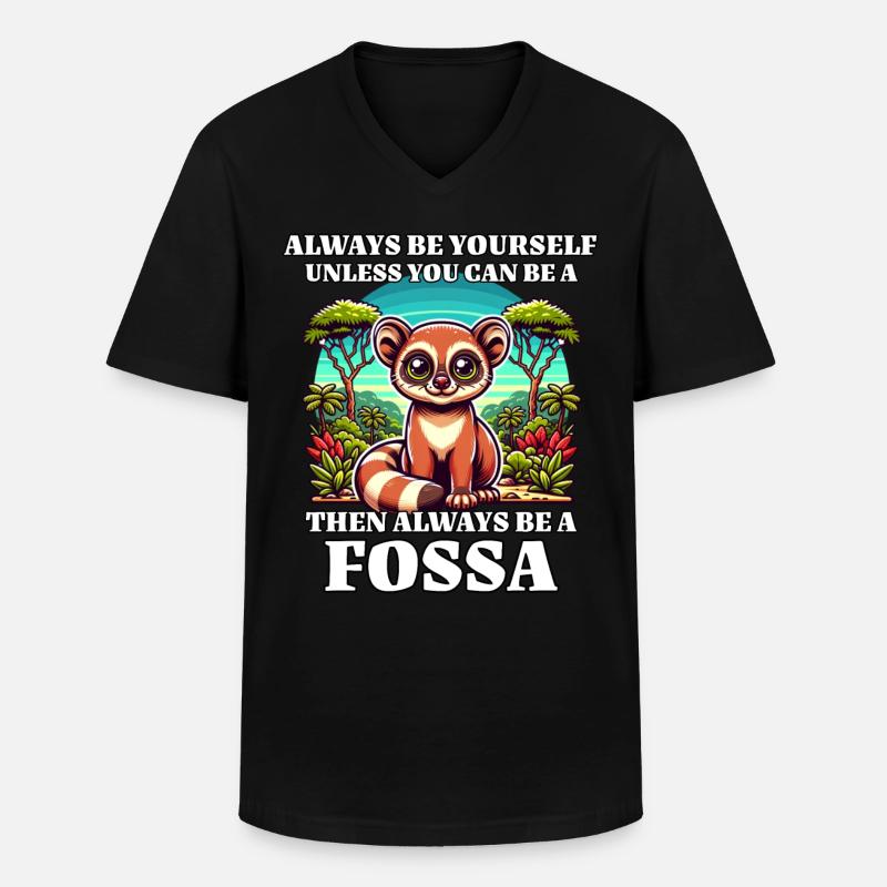 Fossa Sprüche - Männer-T-Shirt mit V-Ausschnitt - Schwarz