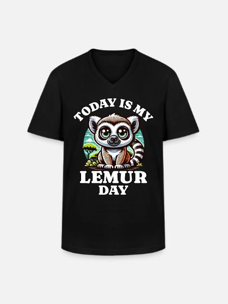 Lemur - Men's V-Neck T-Shirt - black