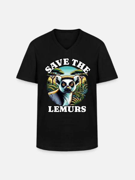 Lemur Lemurs - Men's V-Neck T-Shirt - black