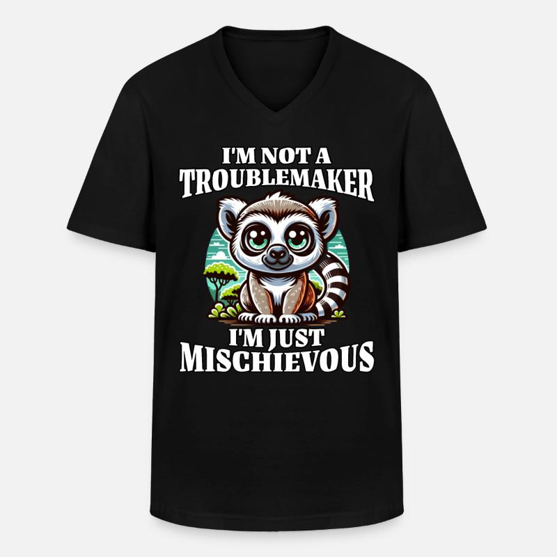 Lemur Spruch - Männer-T-Shirt mit V-Ausschnitt - Schwarz