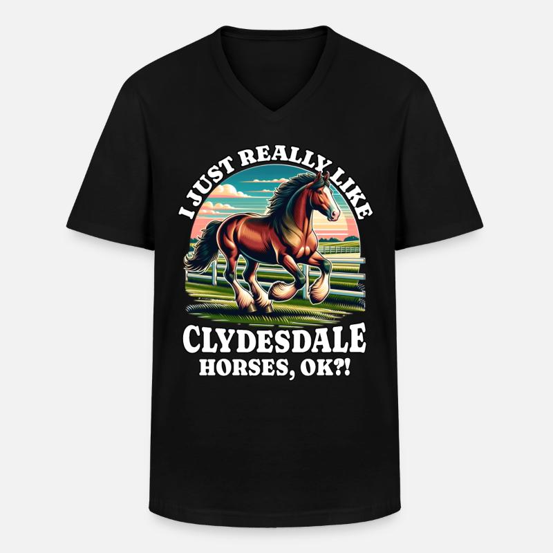 Clydesdale Pferd - Männer-T-Shirt mit V-Ausschnitt - Schwarz