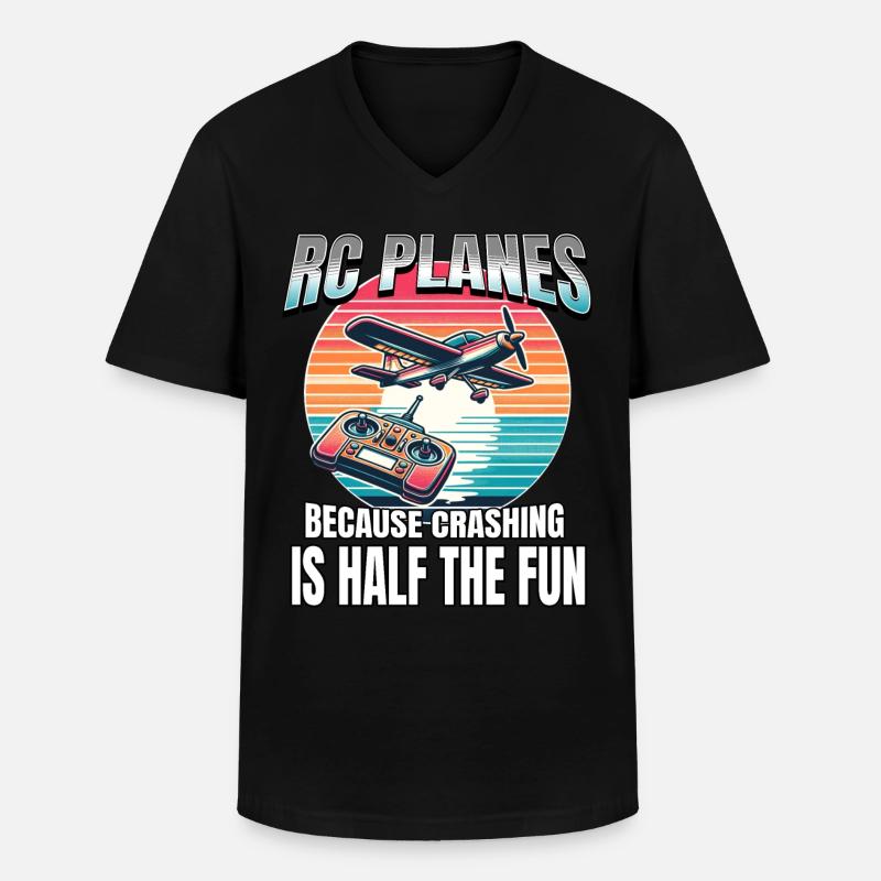Modellflugzeug RC Flugzeug - Männer-T-Shirt mit V-Ausschnitt - Schwarz