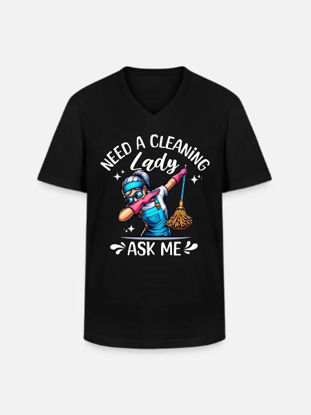 Cleaning lady cleaner - Men's V-Neck T-Shirt - black
