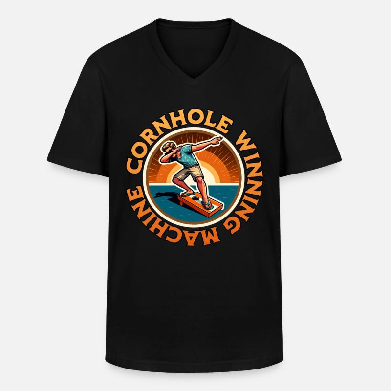 Cornhole Beanbag - Männer-T-Shirt mit V-Ausschnitt - Schwarz