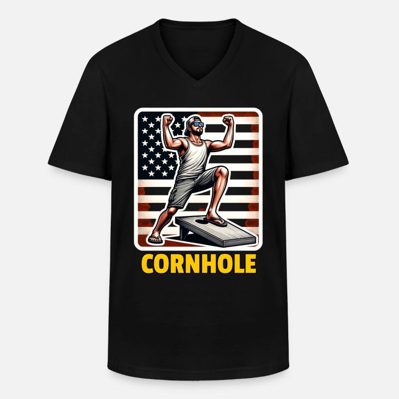 Cornhole - Männer-T-Shirt mit V-Ausschnitt - Schwarz
