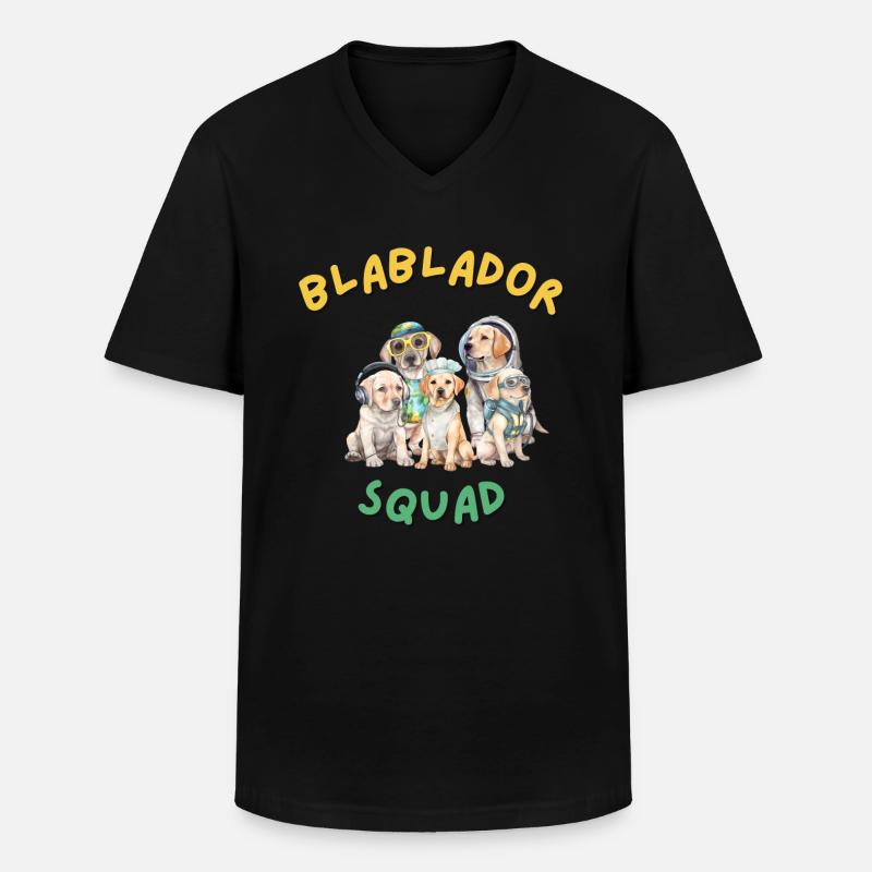 Lablador Squad Labrador - Männer-T-Shirt mit V-Ausschnitt - Schwarz