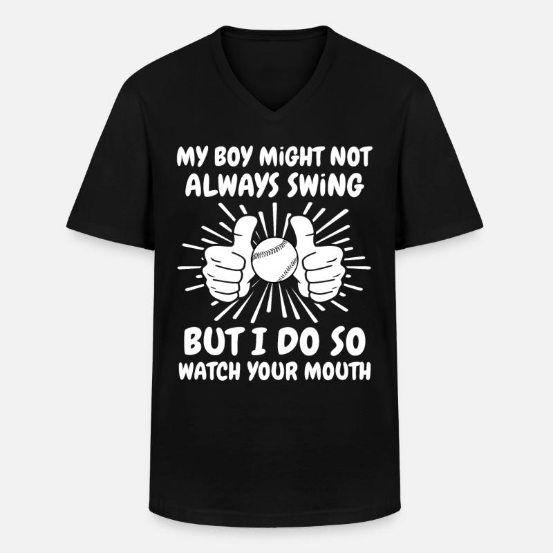 Baseball Junge - Männer-T-Shirt mit V-Ausschnitt - Schwarz