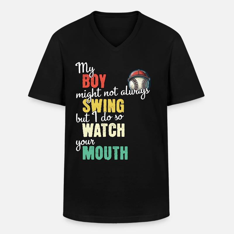Baseball - Männer-T-Shirt mit V-Ausschnitt - Schwarz