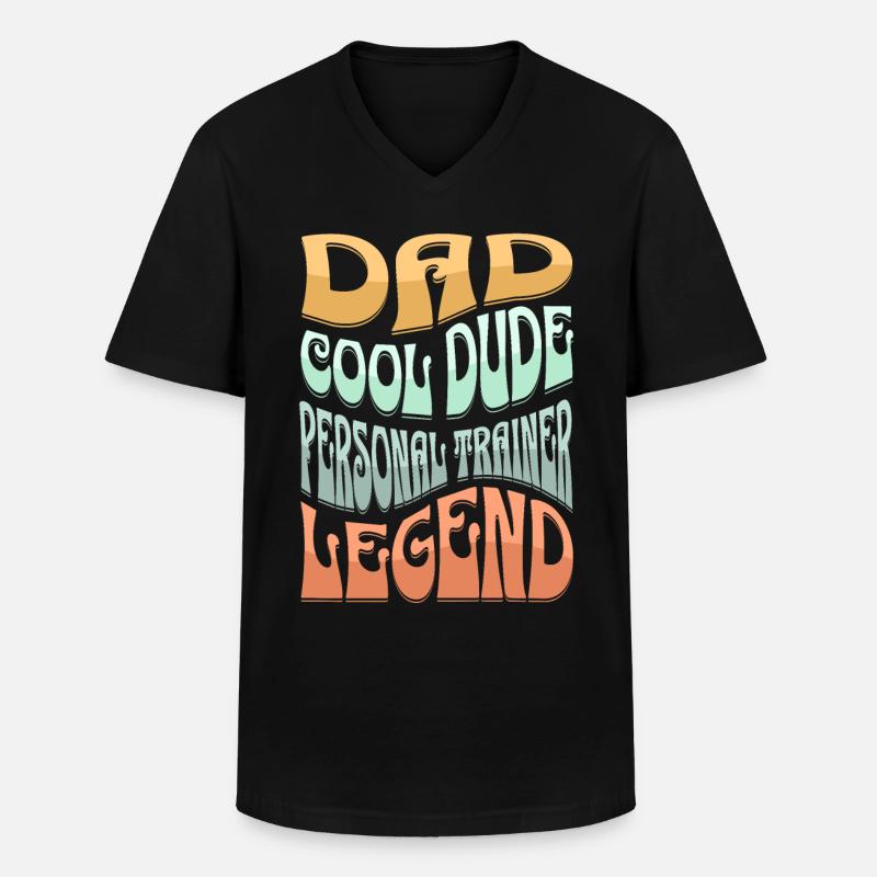 Papa Personal Trainer - Männer-T-Shirt mit V-Ausschnitt - Schwarz
