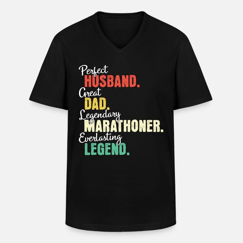 Marathonläufer Papa - Männer-T-Shirt mit V-Ausschnitt - Schwarz