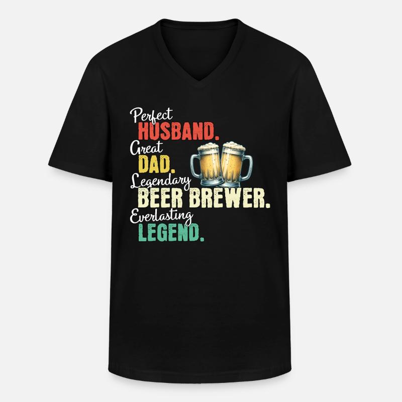 Bierbrauer Papa - Männer-T-Shirt mit V-Ausschnitt - Schwarz