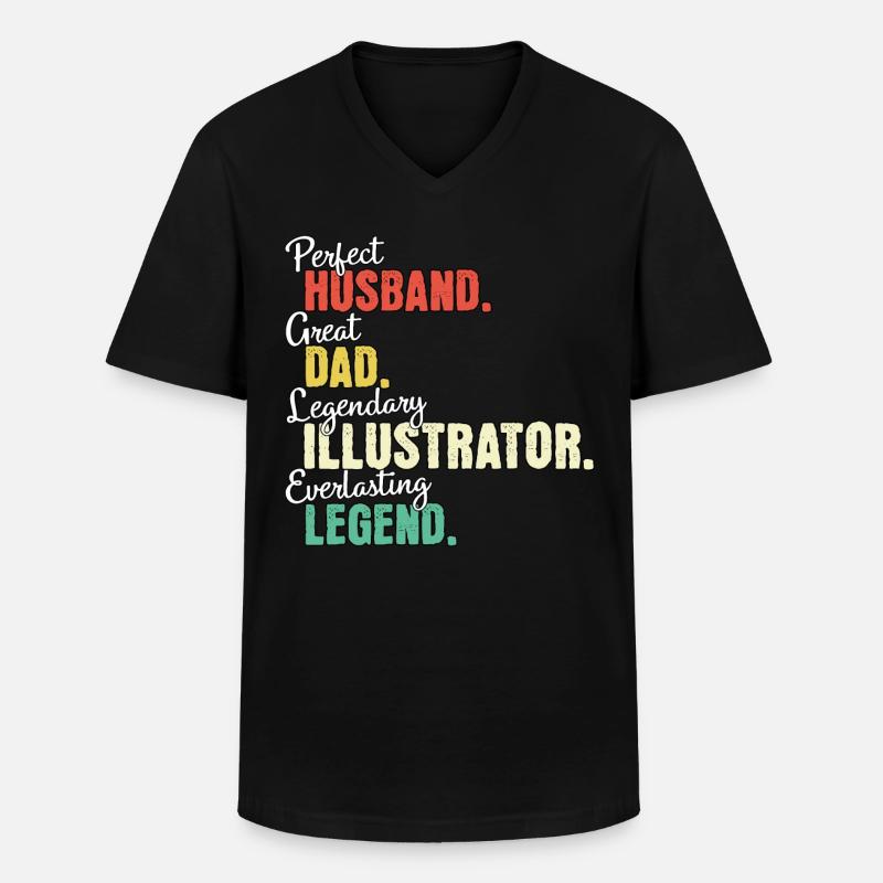 Illustrator Papa - Männer-T-Shirt mit V-Ausschnitt - Schwarz